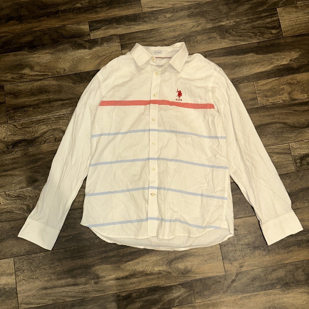 US Polo Assn. Y2K Button-Down Long-Sleeve Shirt Men's Size XL Large Red Pony Hit